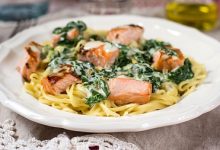 Photo of Паста с лососем и шпинатом